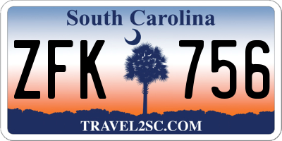 SC license plate ZFK756