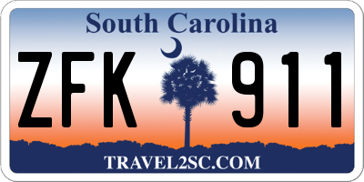 SC license plate ZFK911