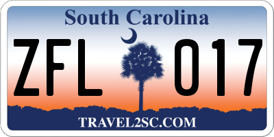SC license plate ZFL017