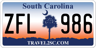 SC license plate ZFL986