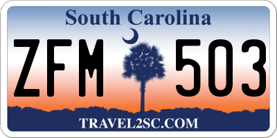 SC license plate ZFM503