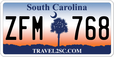 SC license plate ZFM768