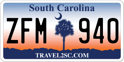 SC license plate ZFM940