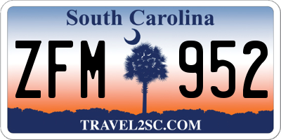 SC license plate ZFM952