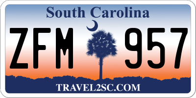 SC license plate ZFM957