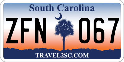 SC license plate ZFN067