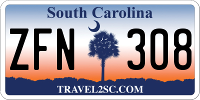 SC license plate ZFN308