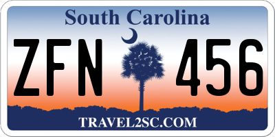 SC license plate ZFN456