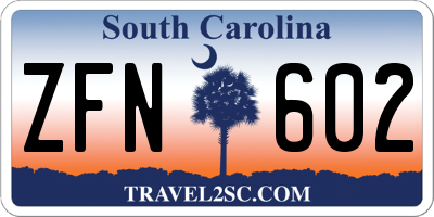 SC license plate ZFN602