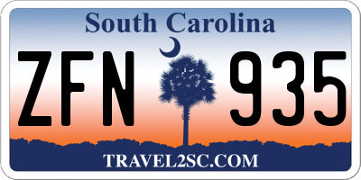 SC license plate ZFN935