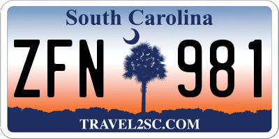 SC license plate ZFN981