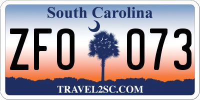 SC license plate ZFO073