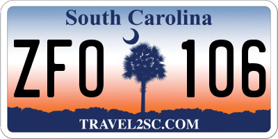 SC license plate ZFO106