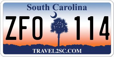 SC license plate ZFO114