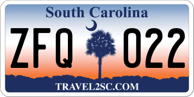 SC license plate ZFQ022
