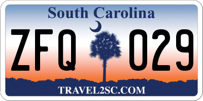 SC license plate ZFQ029
