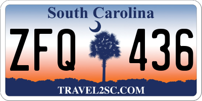SC license plate ZFQ436