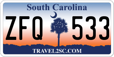 SC license plate ZFQ533