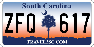 SC license plate ZFQ617