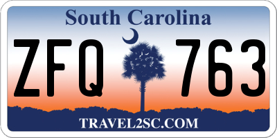 SC license plate ZFQ763