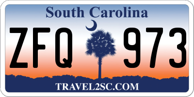 SC license plate ZFQ973