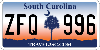 SC license plate ZFQ996