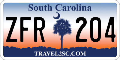SC license plate ZFR204