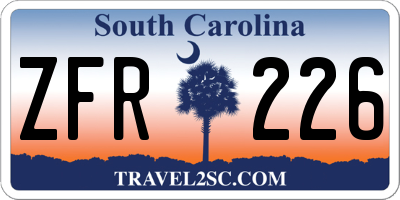 SC license plate ZFR226