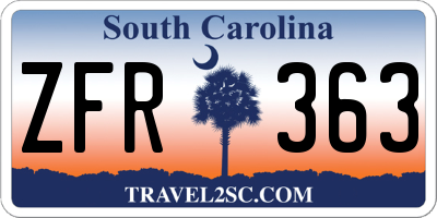 SC license plate ZFR363