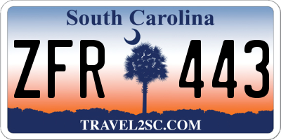 SC license plate ZFR443