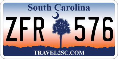 SC license plate ZFR576