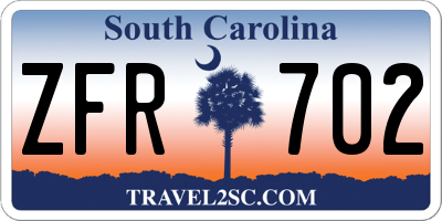 SC license plate ZFR702