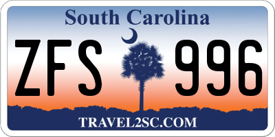 SC license plate ZFS996