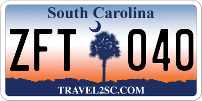 SC license plate ZFT040