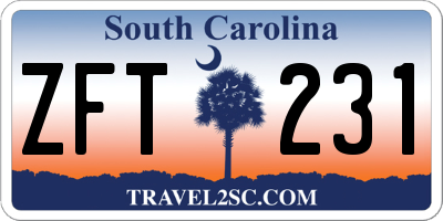 SC license plate ZFT231
