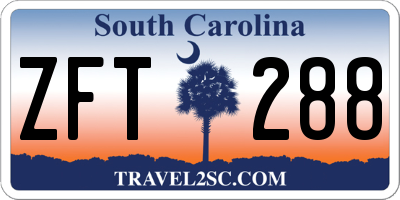 SC license plate ZFT288