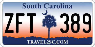 SC license plate ZFT389