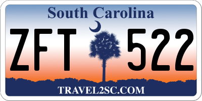 SC license plate ZFT522