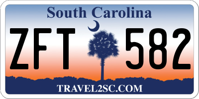 SC license plate ZFT582