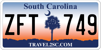 SC license plate ZFT749