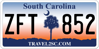 SC license plate ZFT852
