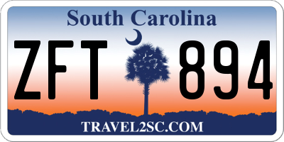 SC license plate ZFT894