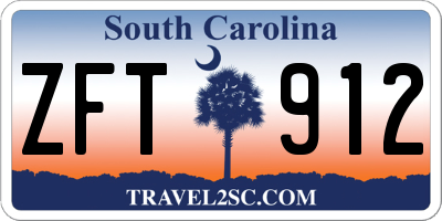SC license plate ZFT912
