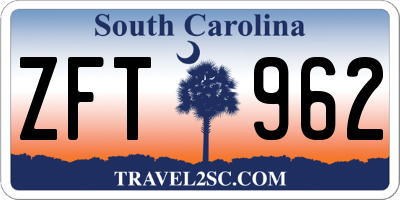SC license plate ZFT962