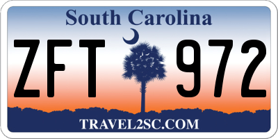 SC license plate ZFT972