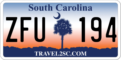 SC license plate ZFU194
