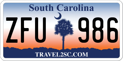 SC license plate ZFU986