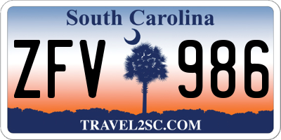 SC license plate ZFV986