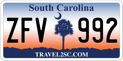 SC license plate ZFV992