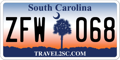 SC license plate ZFW068